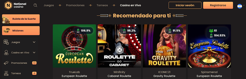 National Casino juegos